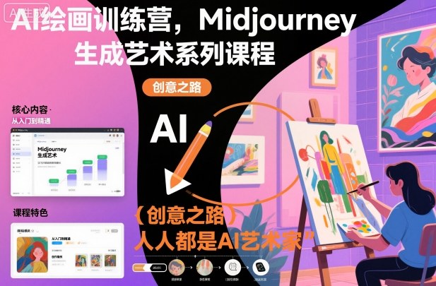AI绘画训练营，Midjourney生成艺术系列课程，人人都是AI艺术家-理想项目库