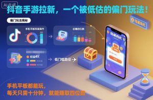 抖音手游拉新,一个被低估的偏门玩法!手机平板都能玩,每天只需十分钟,就能賺取四位数【揭秘】-理想项目库