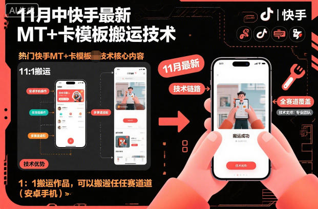 11月中快手最新MT+卡模板搬运技术，1：1搬运作品，可以搬运任何赛道(安卓手机)-理想项目库