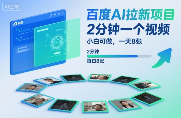百度AI拉新项目，2分钟一个视频，小白可做，一天8张【附案例+保姆级教程】-理想项目库