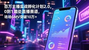 百万主播实战孵化计划2.0,0到1踏入直播赛道,场均GMV突破10万+-理想项目库