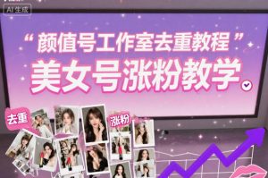 颜值号工作室去重教程，美女号涨粉教学-理想项目库