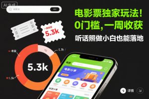 电影票独家玩法!0门槛,一周收获5.3k,听话照做小白也能落地【揭秘】-理想项目库