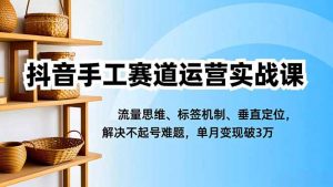 抖音手工赛道运营实战课,流量思维、标签机制、垂直定位,解决不起号难题,单月变现破3万-理想项目库