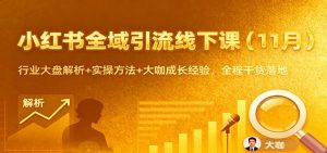 小红书全域引流线下课(11月):行业大盘解析+实操方法+大咖成长经验,全程干货落地-理想项目库