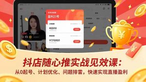 抖店随心推实战见效课:从0起号、计划优化、问题排雷,快速实现直播盈利-理想项目库