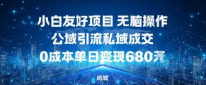 小白友好项目,无脑操作,公域引流私域成交,0成本单日变现680米-理想项目库