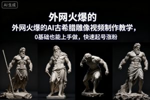 外网火爆的AI古希腊雕像视频制作教学,0基础也能上手做,快速起号涨粉-理想项目库