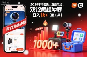 2025年淘宝无人直播带货,冲刺双12,日入1k+【附工具】【揭秘】-理想项目库