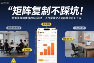 矩阵复制不踩坑!拼多多虚拟类目2025玩法,工作室或者个人矩阵稳定月1-5W【揭秘】-理想项目库