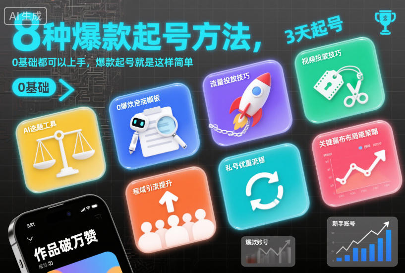 8种爆款起号方法，0基础都可以上手，爆款起号就是这样简单-理想项目库