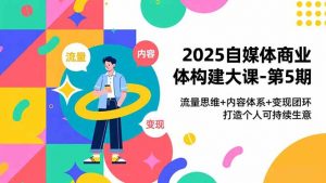 2025自媒体商业体构建大课-第5期,流量思维+内容体系+变现闭环,打造个人可持续生意-理想项目库