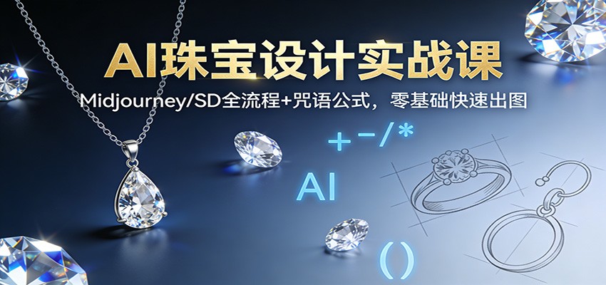 AI珠宝设计实战课:Midjourney/SD全流程+咒语公式,零基础快速出图-理想项目库