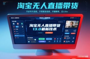 淘宝无人直播带货13.0最新技术,不封号不违规,不需要发视频,开播爆单,日入1k+【揭秘】-理想项目库