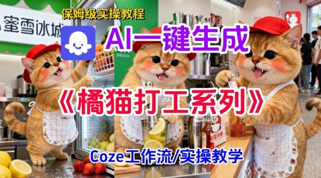 Coze扣子工作流一键生成胖橘猫打工短视频，保姆级实操搭建教学-理想项目库