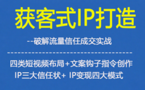 获客型IP打造,破解流量信任成,四类短视频布局+文案钩子指令创作IP三大信任状+IP变现四大模式-理想项目库