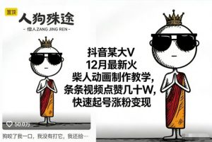 抖音某大V12月最新火柴人动画制作教学,条条视频点赞几十W,快速起号涨粉变现-理想项目库