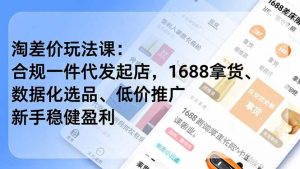 淘差价玩法课:合规一件代发起店,1688拿货、数据化选品、低价推广,新手稳健盈利(更新12月-理想项目库