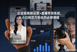 企业短视频运营+直播带货系统，从小白到百万粉丝的必修课程-理想项目库