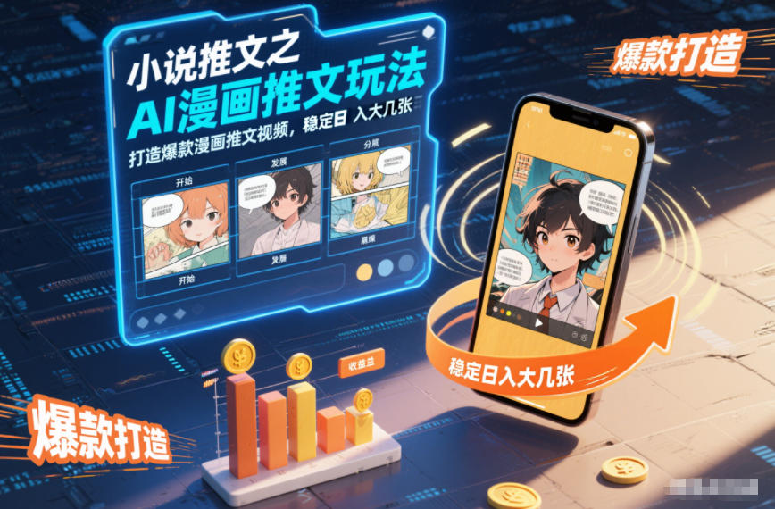 小说推文之AI漫画推文玩法，打造爆款漫画推文视频，稳定日入大几张-理想项目库