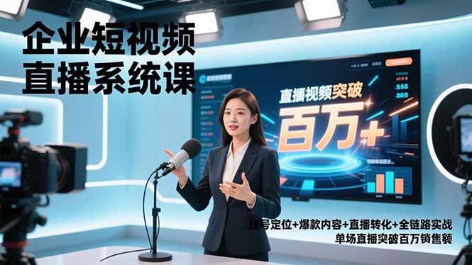 企业短视频直播系统课，账号定位+爆款内容+直播转化+全链路实战，单场直播突破百万销售额-理想项目库