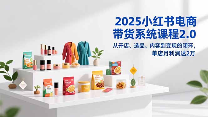2025小红书电商带货系统课程2.0，从开店、选品、内容到变现的闭环，单店月利润达2万-理想项目库