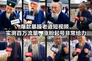 爆款暴躁老道短视频，实测百万流量，涨粉起号非常给力-理想项目库