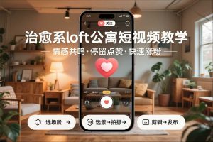 治愈系loft公寓短视频制作教学，情感共鸣引停留点赞关注，快速起号涨粉-理想项目库